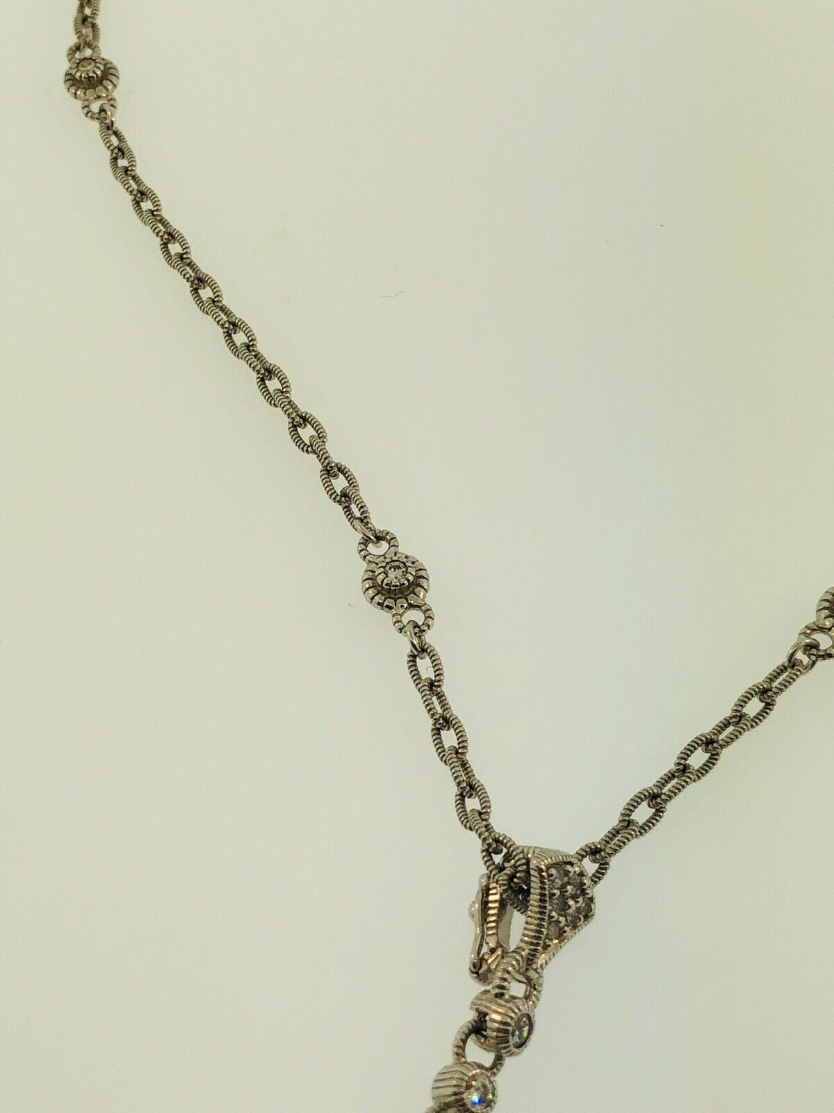 Judith Ripka Sterling Silver 925 Diamonique CZ Enhancer Pendant Station Necklace