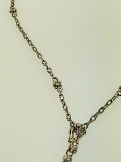 Judith Ripka Sterling Silver 925 Diamonique CZ Enhancer Pendant Station Necklace