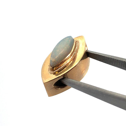 Vintage 10K Yellow Gold Marquise Opal Cabochon Slide Bracelet Charm
