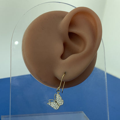 Jacmel Mauritius 925 Sterling Silver Vermeil Crystal Butterfly Dangle Earrings