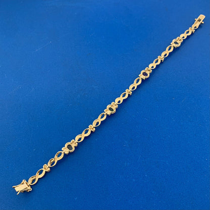 Vermeil 925 Sterling Silver Citrine Amethyst Peridot Blue Topaz Tennis Bracelet