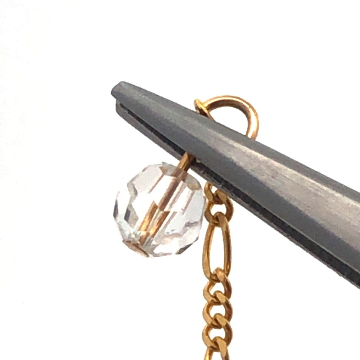 Designer LJ 14K Yellow Gold Cubic Zirconia Beaded Lariat Chain Necklace