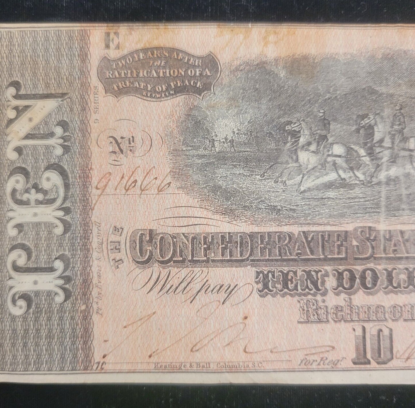 1864 $10 Richmond, VA Confederate States of America Obsolete Currency Bank Note