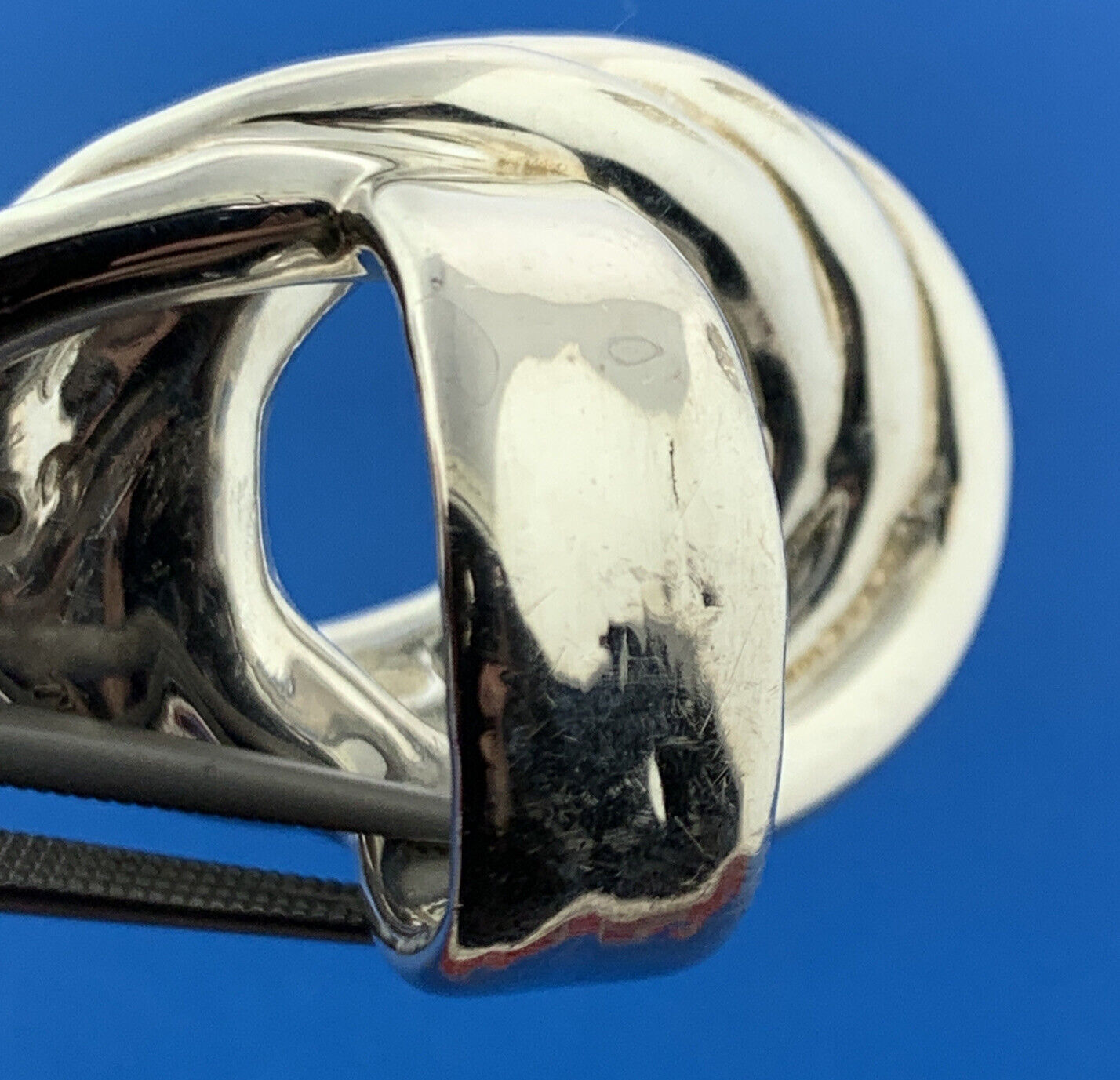 Vintage 925 Sterling Silver Modernist Crop Circle Swirl Statement Finger Ring