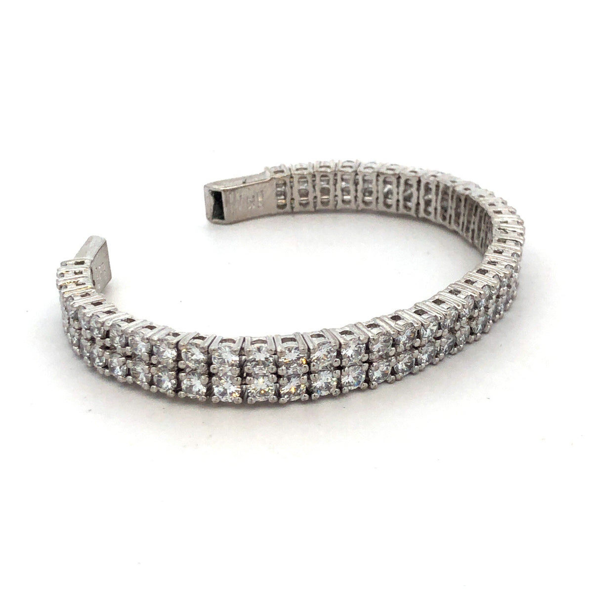 Designer ADT 925 Sterling Silver Round Cubic Zirconia CZ Tennis Cuff Bracelet