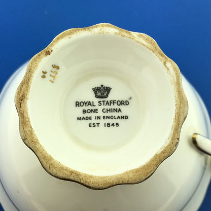 Royal Stafford English Bone China Pink Gold Floral Vine Scroll Tea Cup/Saucer