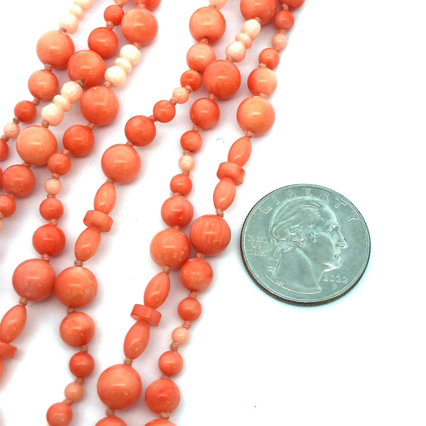 Designer Chan Luu 925 Sterling Silver Salmon Pink Coral Beaded Necklace