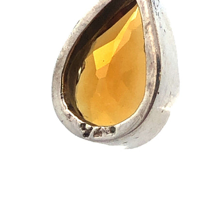 925 Sterling Silver Citrine Prasiolite Drop Dangle Statement Pendant