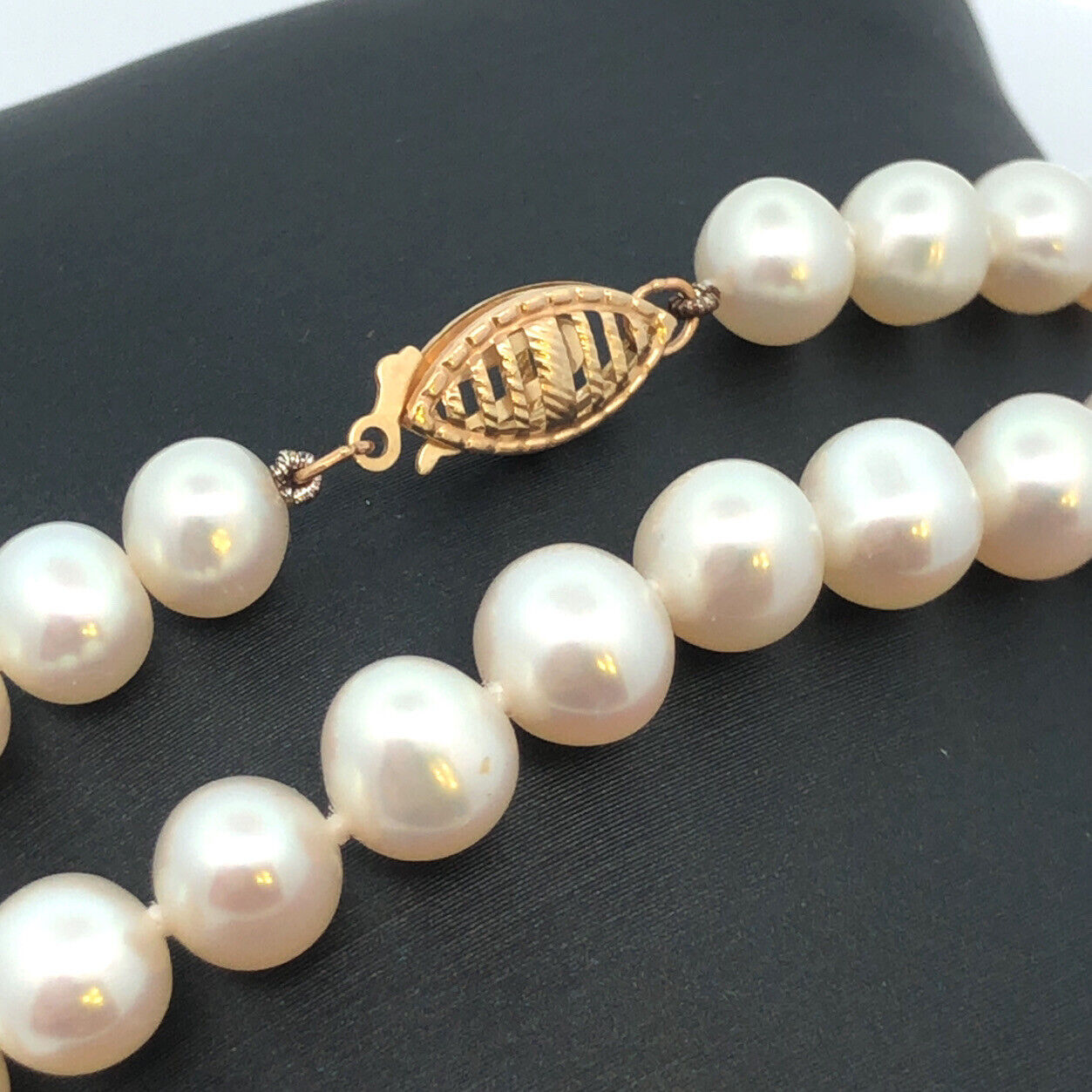 Designer 14K Yellow Gold Hand Knotted Pearl Bead Necklace