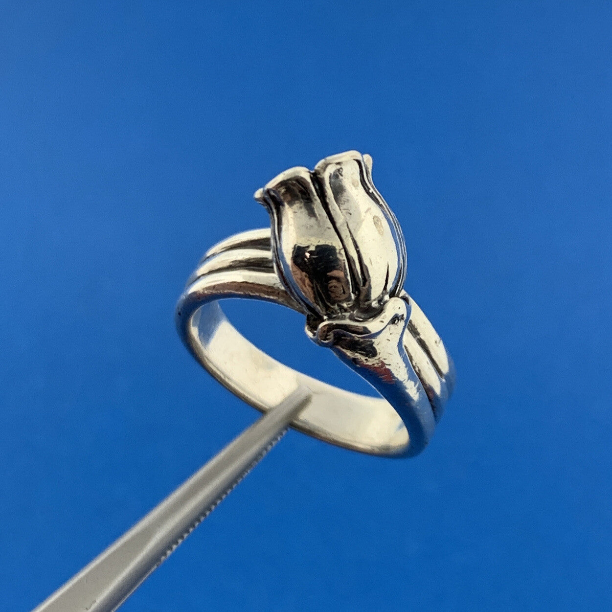 Stunning Sterling Silver 925 Wrapped Tulip Flower Floral Nature Ring Size 7.5