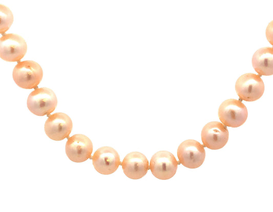 Gorgeous 14k CP Yellow Gold Peach Pearl Wedding Bridal 18.5" Strand Necklace