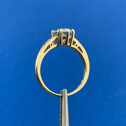 Designer 14K Yellow Gold Oval Aquamarine Solitaire Ring