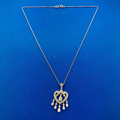 Gordon's 14k White Gold Diamond Heart Pendant Dangle Necklace JWBR
