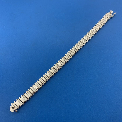 Designer 925 Sterling Silver Pave Diamond Statement Tennis Bracelet
