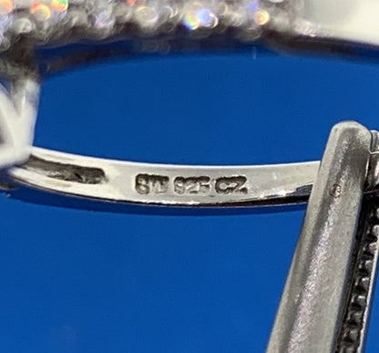 Designer SW China Sterling Silver Tourmaline Cubic Zirconia Halo Cocktail Ring