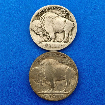1913 P Indian Head Buffalo Nickel 5c 1st Year Key Rare Philadelphia Two Coin Lot