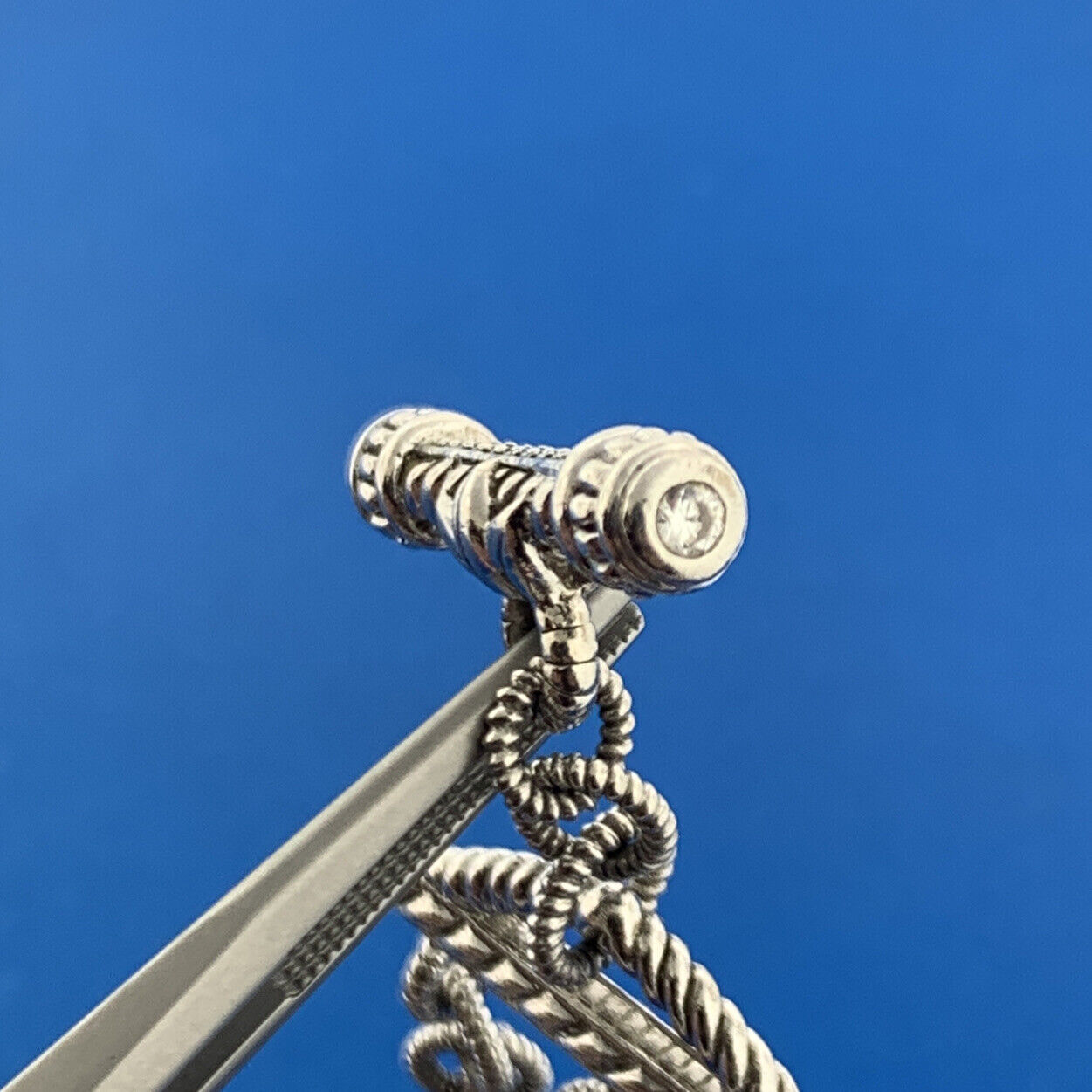 Judith Ripka 925 Sterling Silver Cubic Zirconia Triple Strand Toggle Bracelet