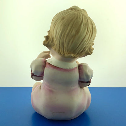 Vintage Lefton China Piano Baby Girl Statue KW03499 Porcelain Statue Figurine