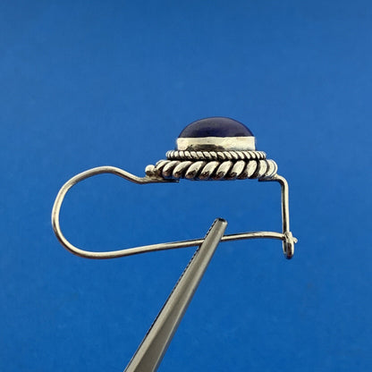 BA Suarti 925 Sterling Silver Lapis-Lazuli Oval Cabochon Dangle Wire Earrings