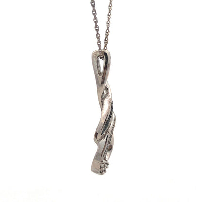 Designer 925 Sterling Silver Round Black White Diamond Infinity Pendant Necklace