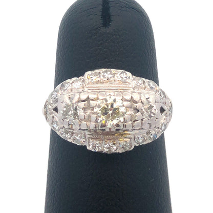 1920s Art Deco Platinum Diamond Trio Waterfall Engagement Bridal Cocktail Ring