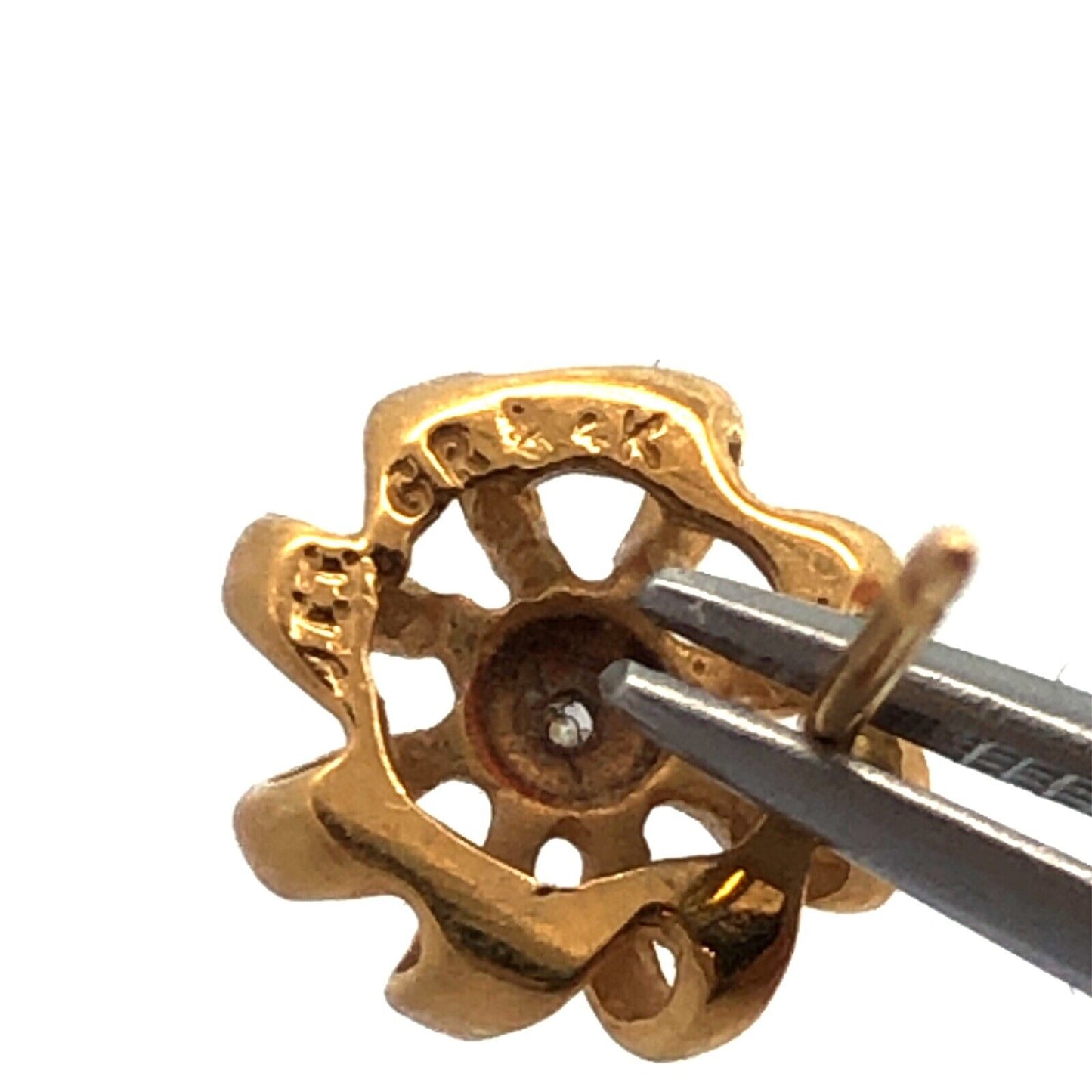 Designer 14K Yellow Gold Diamond Accented Floral Stud Earrings