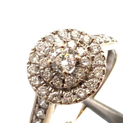 Tasha 14K White Gold Round Diamond Double Halo Engagement Ring