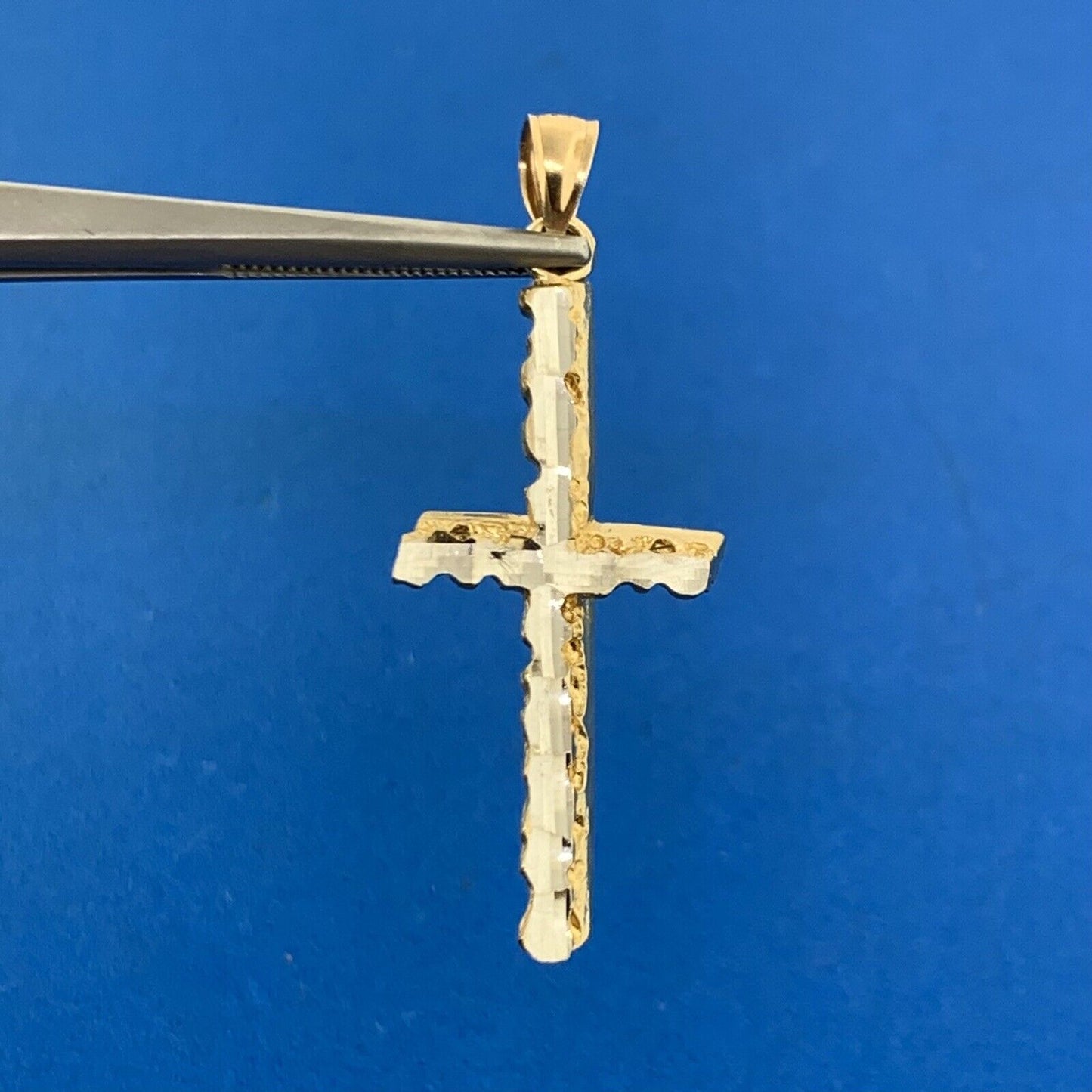 Designer 14K Yellow White Gold Reversible Cross Statement Pendant