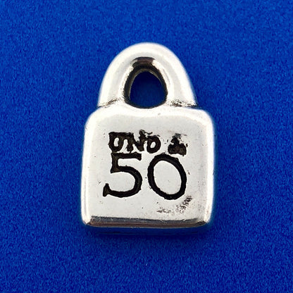 Designer Uno De 50 Silver Tone Sun Burst Purse Lock Charm Pendant