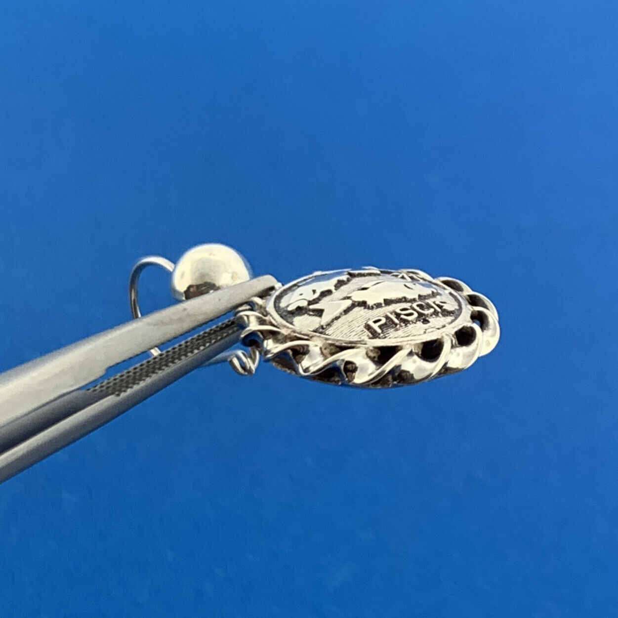 Mid Century Mexico 925 Sterling Silver Piscis Astronomy Drop Dangle Earrings