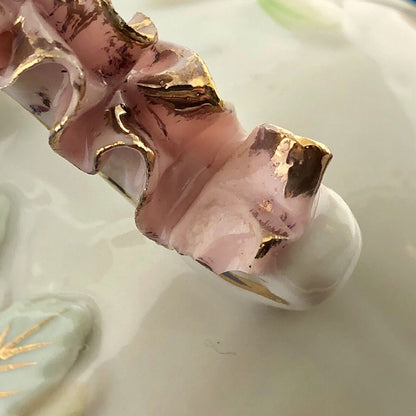 1921-1941 Yoko Boeki Hand Painted Rose Gold Tip Demitasse Cream Pitcher Marked