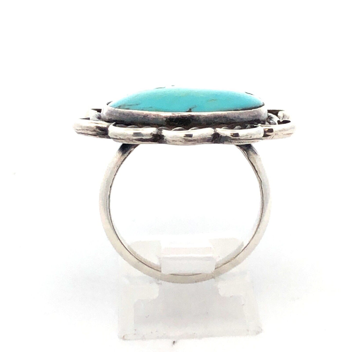 Native American 925 Sterling Silver Turquoise Cabochon Concho Statement Ring