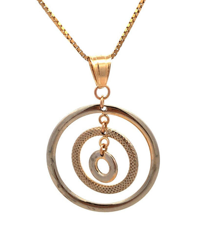 Estate ZRW Italy 14K Yellow White Gold Modernist Infinity Triple Circle Necklace