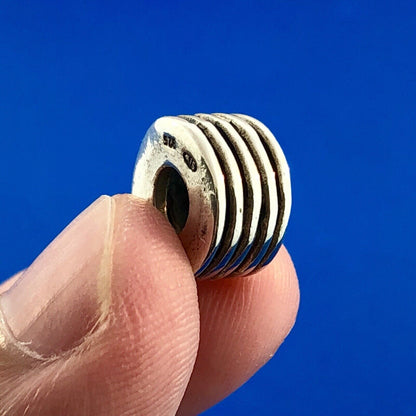 Designer SI 925 Sterling Silver Stacked Disc Tire Slide Bracelet Spacer Charm