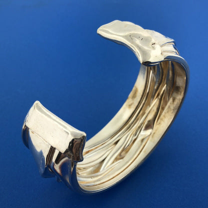 KatzoWork Kat Jamieson 999 Silver Shibori V Wide Handcrafted Cuff Bracelet