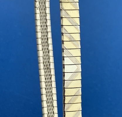 Designer 925 Sterling Silver Polished Florentine Etched Serpentine Link Bracelet