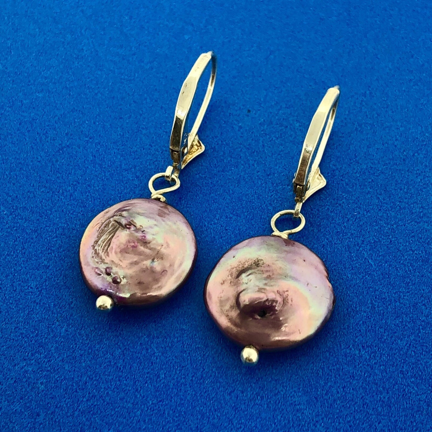 Stunning Sterling Silver 925 Pink Iridescent Freshwater Pearl Dangle Earrings