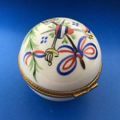 Vintage Limoges Hand Painted Porcelain Floral Round Paris Hinged Trinket Box