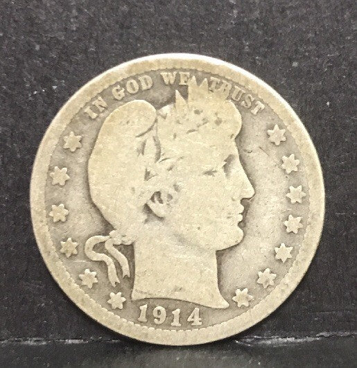 1914 P Silver Barber Quarter Better Key Date Philadelphia Coin Rare Scarce