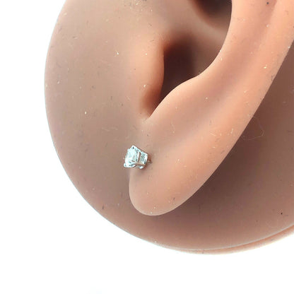 Designer Ross + Simons 14k White Gold Round Diamond Friction Back Stud Earrings