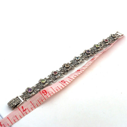 Designer 925 Sterling Silver Multigemstone Statement Tennis Bracelet