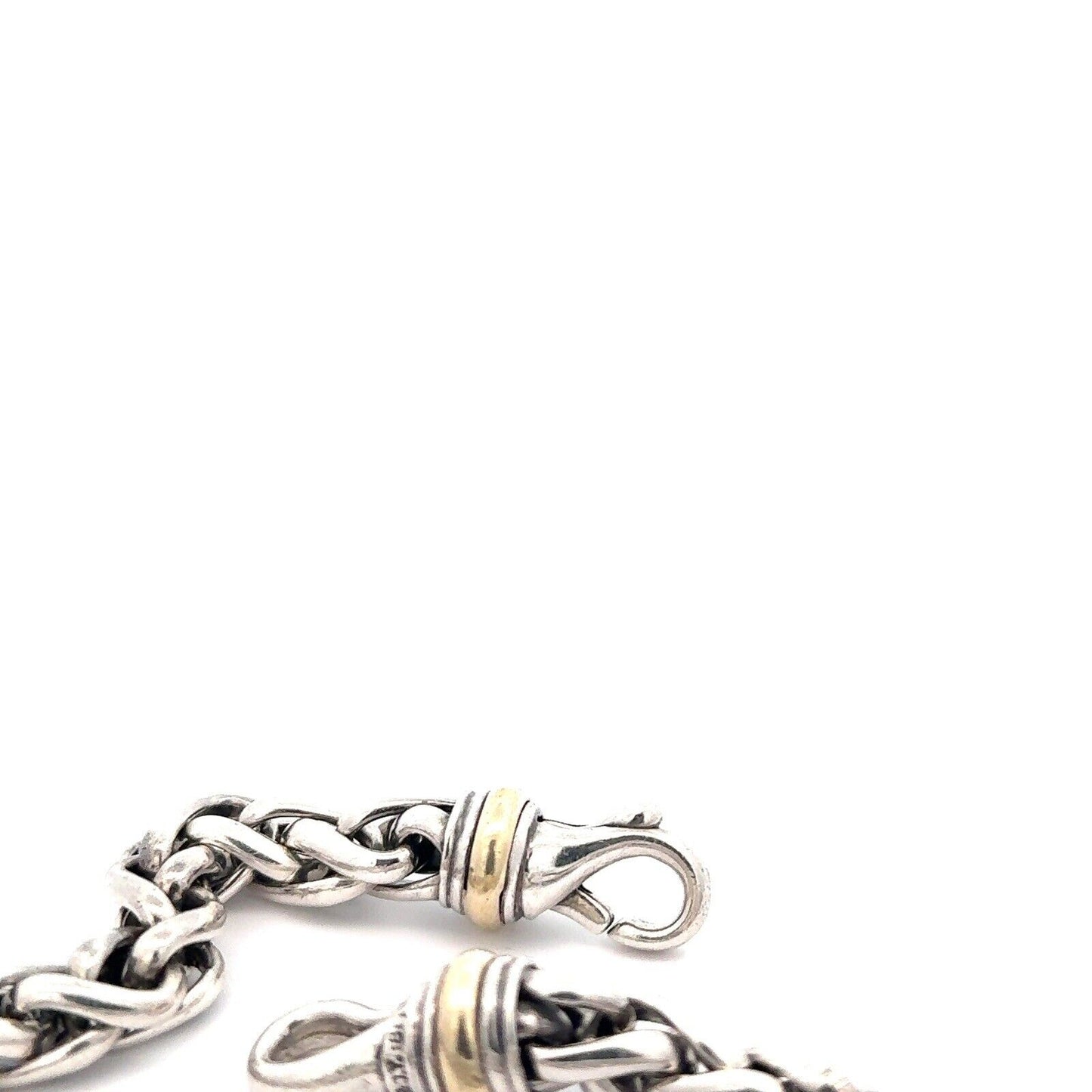 David Yurman 925 Sterling Silver 18K Yellow Gold Cable Classics Chain Bracelet