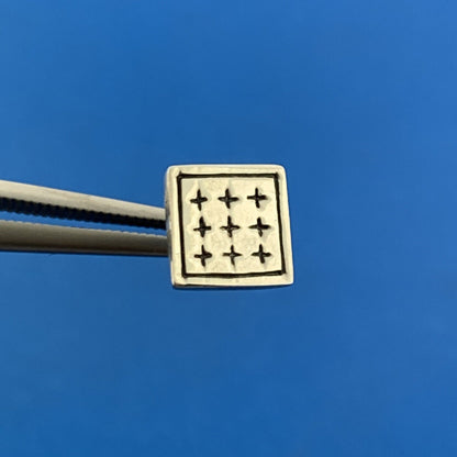 Vintage 925 Sterling Silver Checkerboard Cross Square Disc Stud Earrings