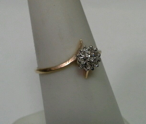 10k Yellow Gold Ring with .05tcw 1/20 Diamond Cluster Size 6.25