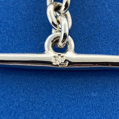 Ralph Lauren Two Tone Faux Pearl Metal Cylinder Statement Toggle Necklace