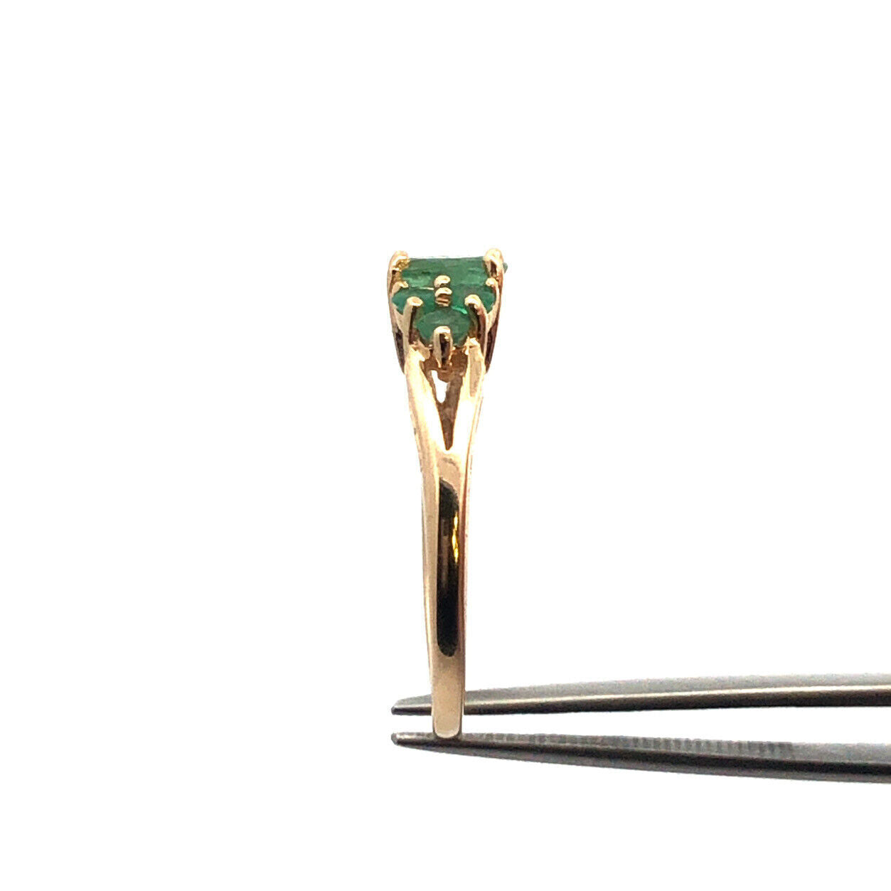 Designer 14K Yellow Gold Oval Emerald May Anniversary Cocktail Ring