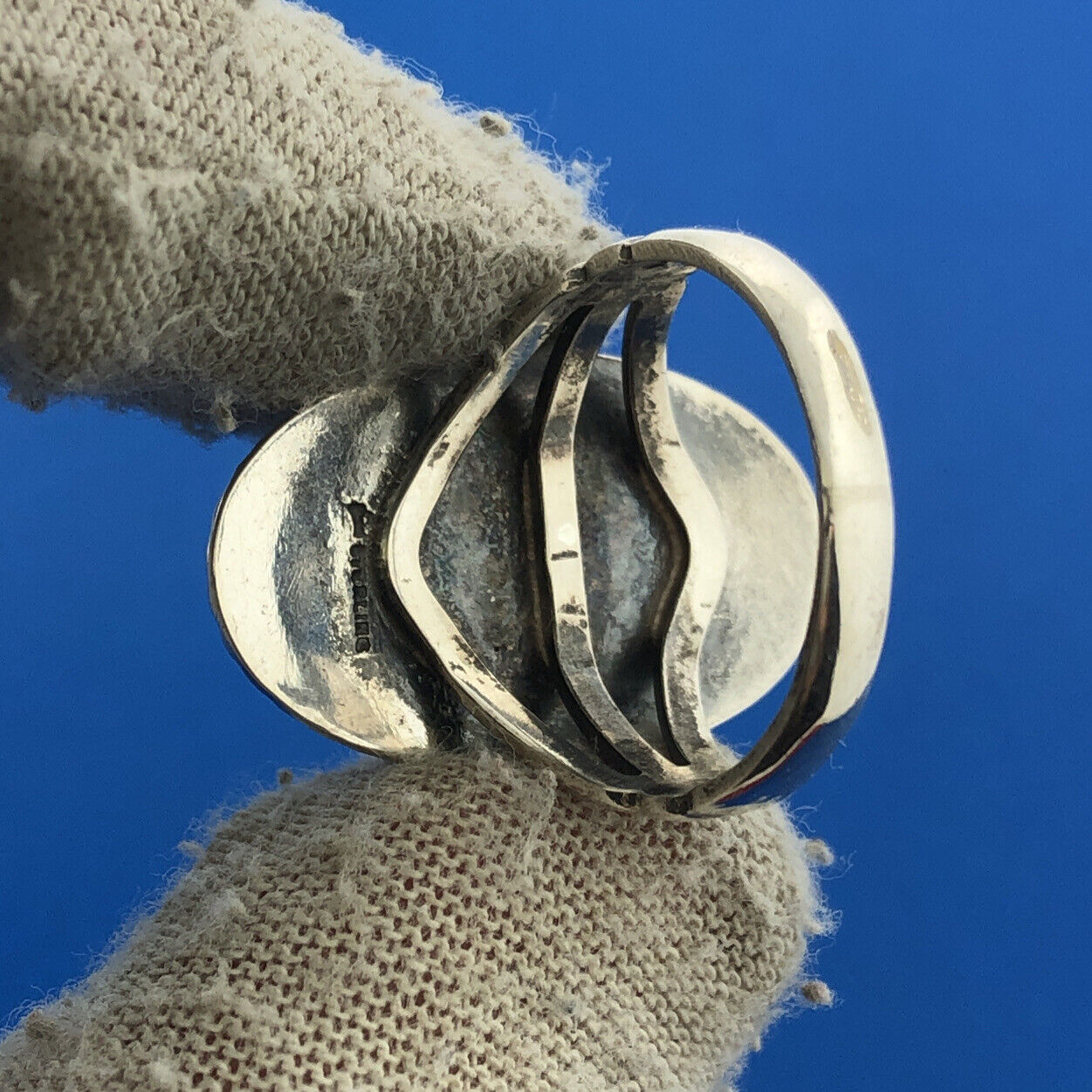 Stunning Sterling Silver 925 Oval Cabochon Blue Turquoise Finger Ring Size 6.75