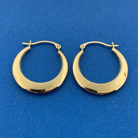 Designer RL 10K Yellow Gold Polished Tapered Elegant Hoop Earrings