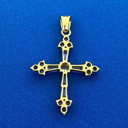 Vermeil 925 Sterling Silver Cubic Zirconia CZ Statement Cross Religious Pendant