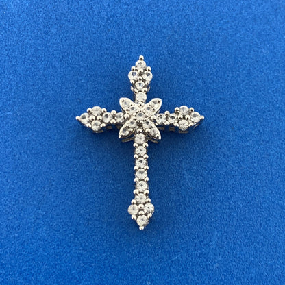 Exquisite 925 Sterling Silver Diamond Cross Religious Communion Easter Pendant